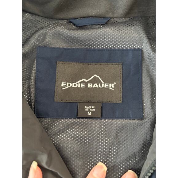 Eddie Bauer sz M mens weatheredge rain jacket river blue/grey outdoors gorpcore - Picture 8 of 13